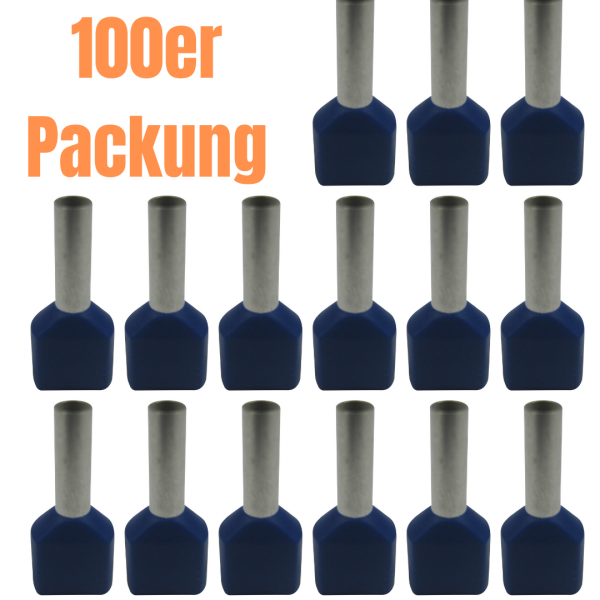 Aderendhülsen Twin - 2x2,50mm² - Blau (100er Pack)